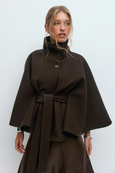 Alizée | Veste cape à ceinture