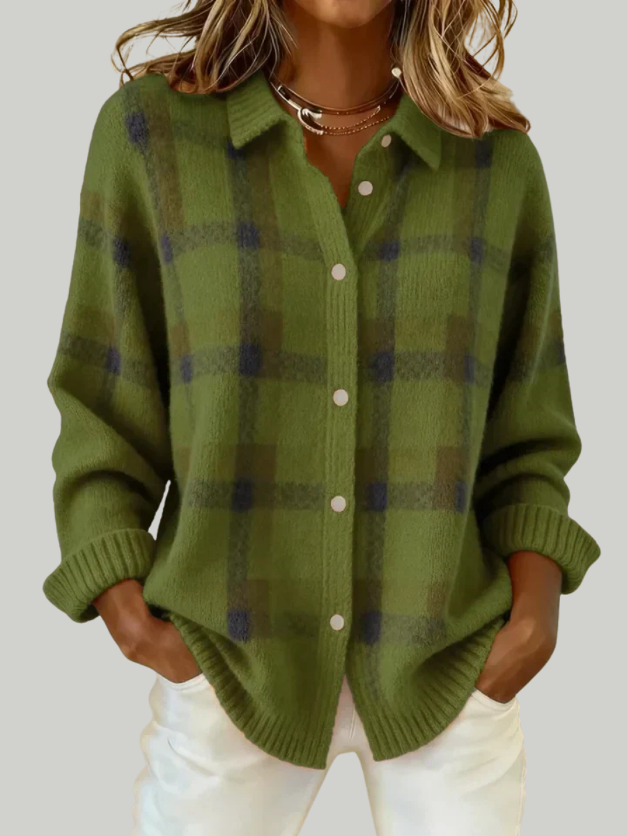 Victoria | Pull Retro à Carreaux avec Contraste Décontracté