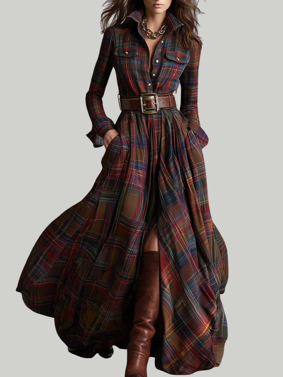 Beatriz ❘ Robe longue à carreaux avec ceinture