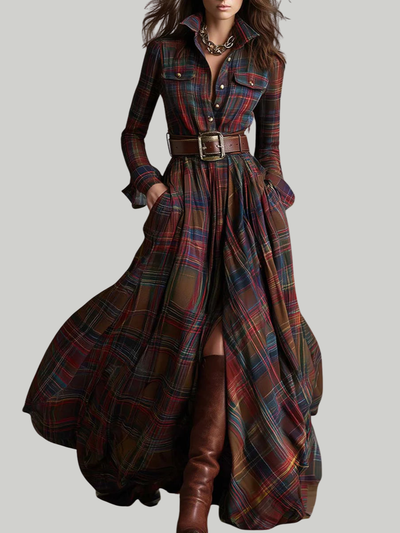 Beatriz ❘ Robe longue à carreaux avec ceinture