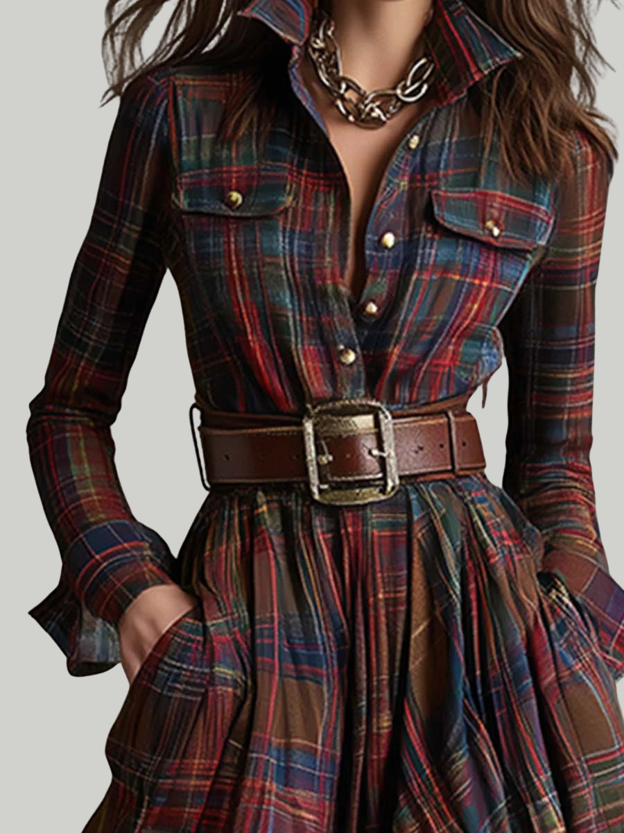 Beatriz ❘ Robe longue à carreaux avec ceinture