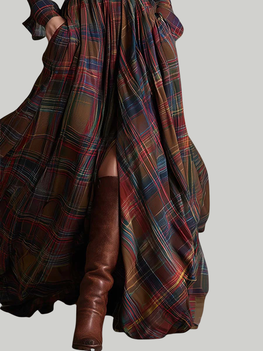 Beatriz ❘ Robe longue à carreaux avec ceinture