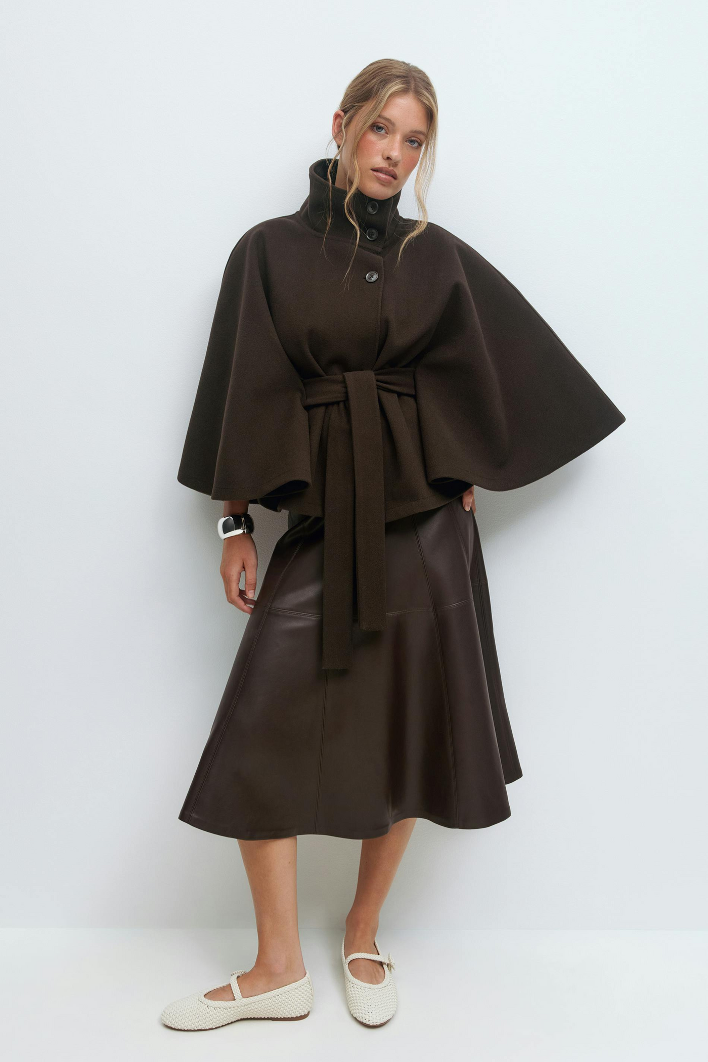 Alizée | Veste cape à ceinture