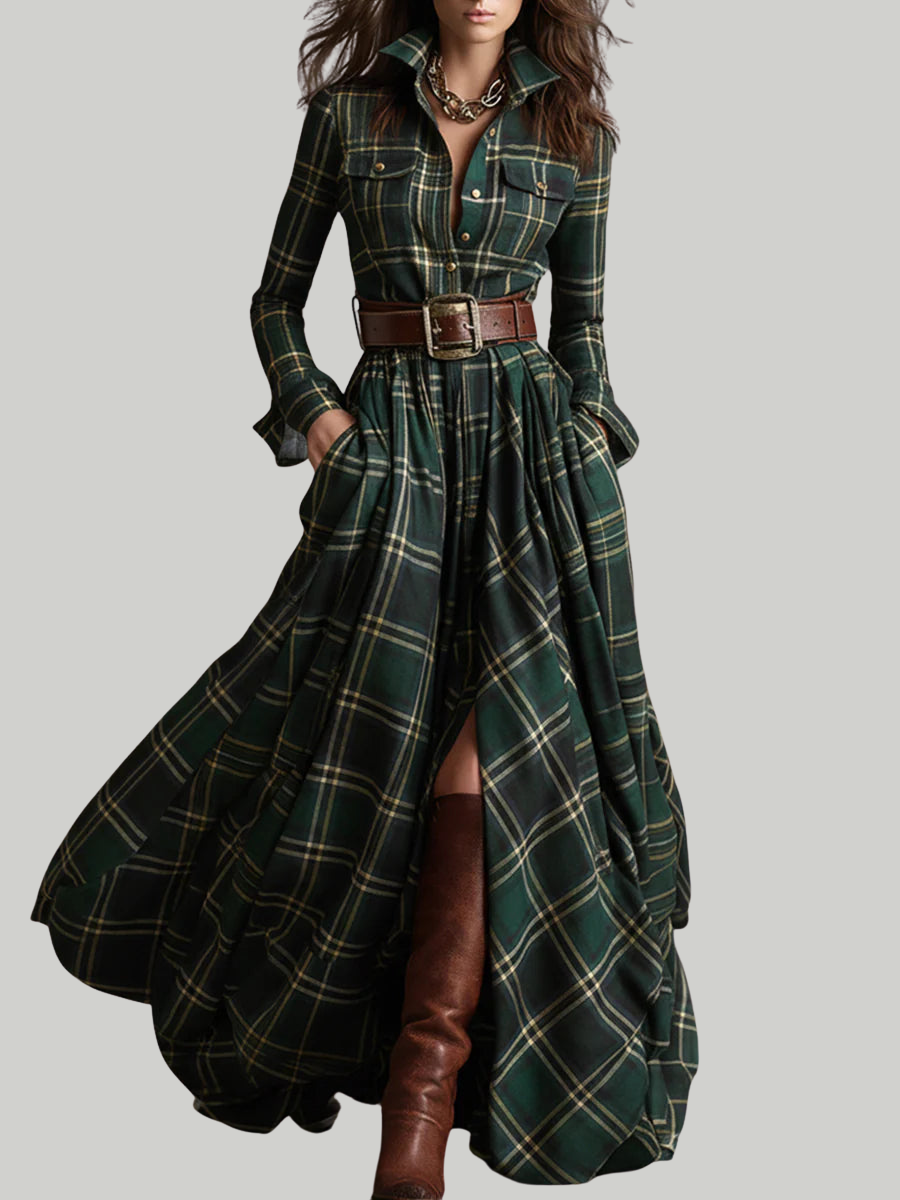 Beatriz ❘ Robe longue à carreaux avec ceinture