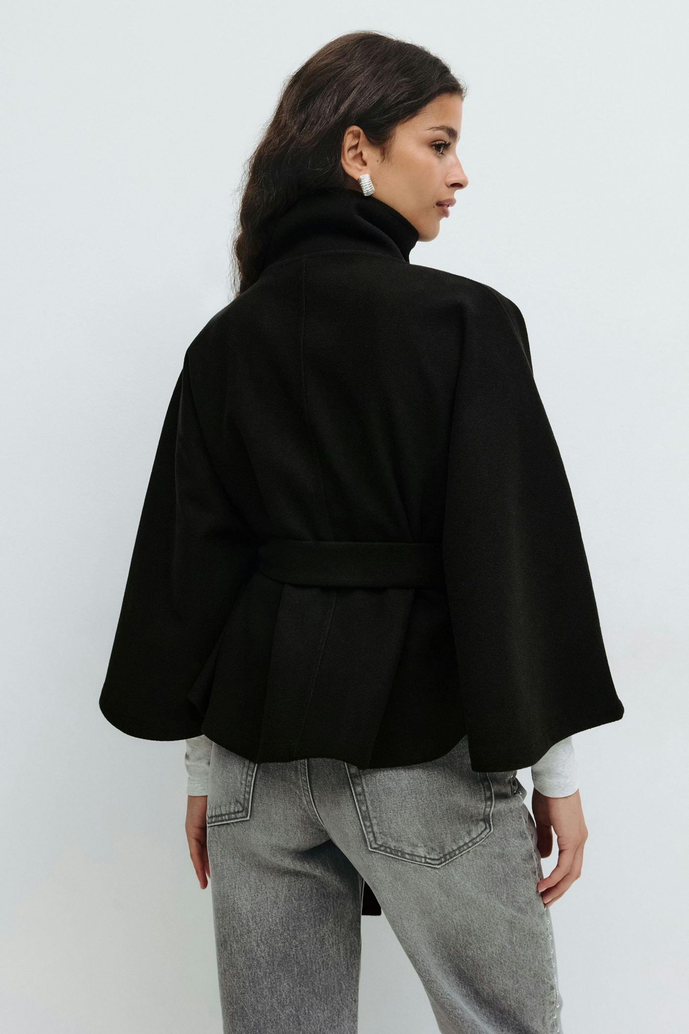 Alizée | Veste cape à ceinture