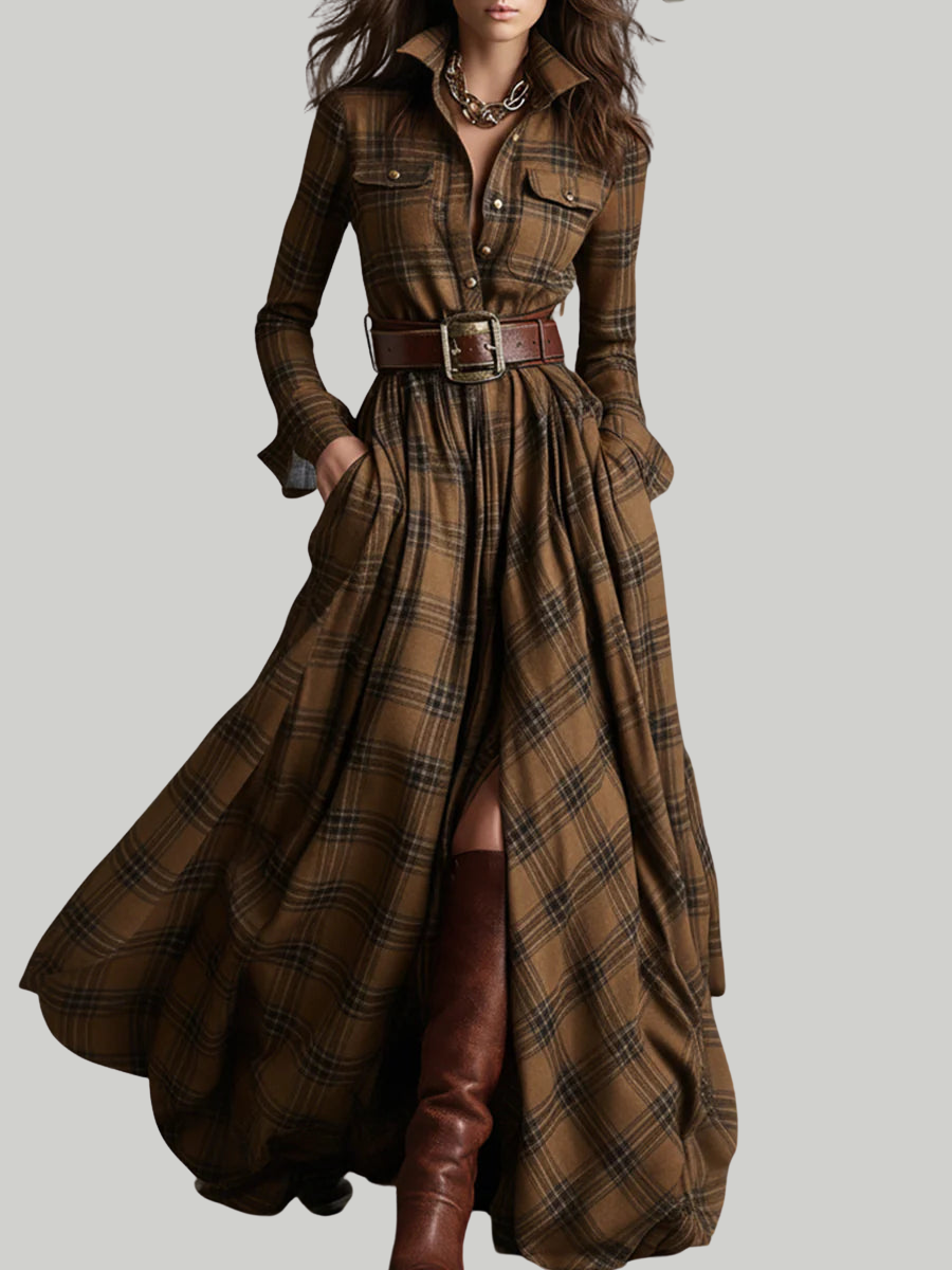 Beatriz ❘ Robe longue à carreaux avec ceinture