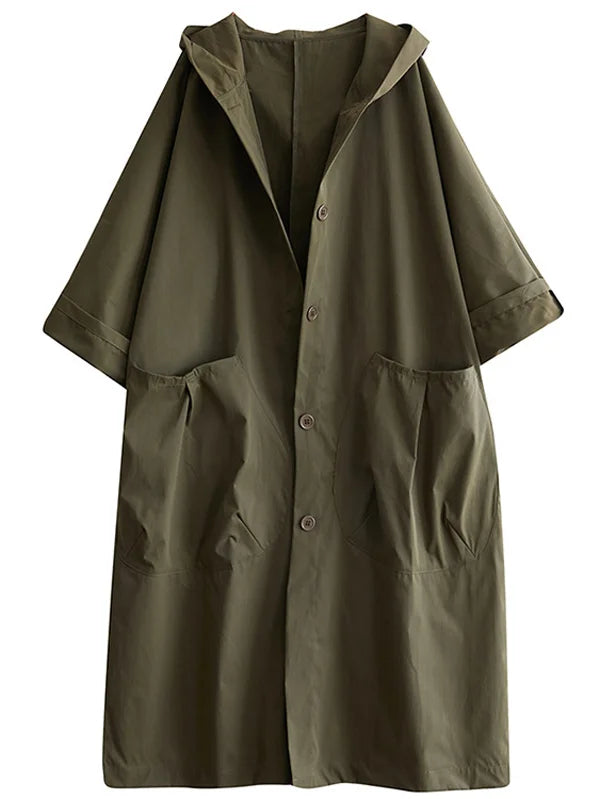 Bénédicte | Manteau long en mélange de coton avec capuche