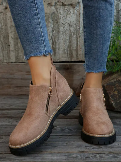 Morgane | Bottines en daim à talons épais