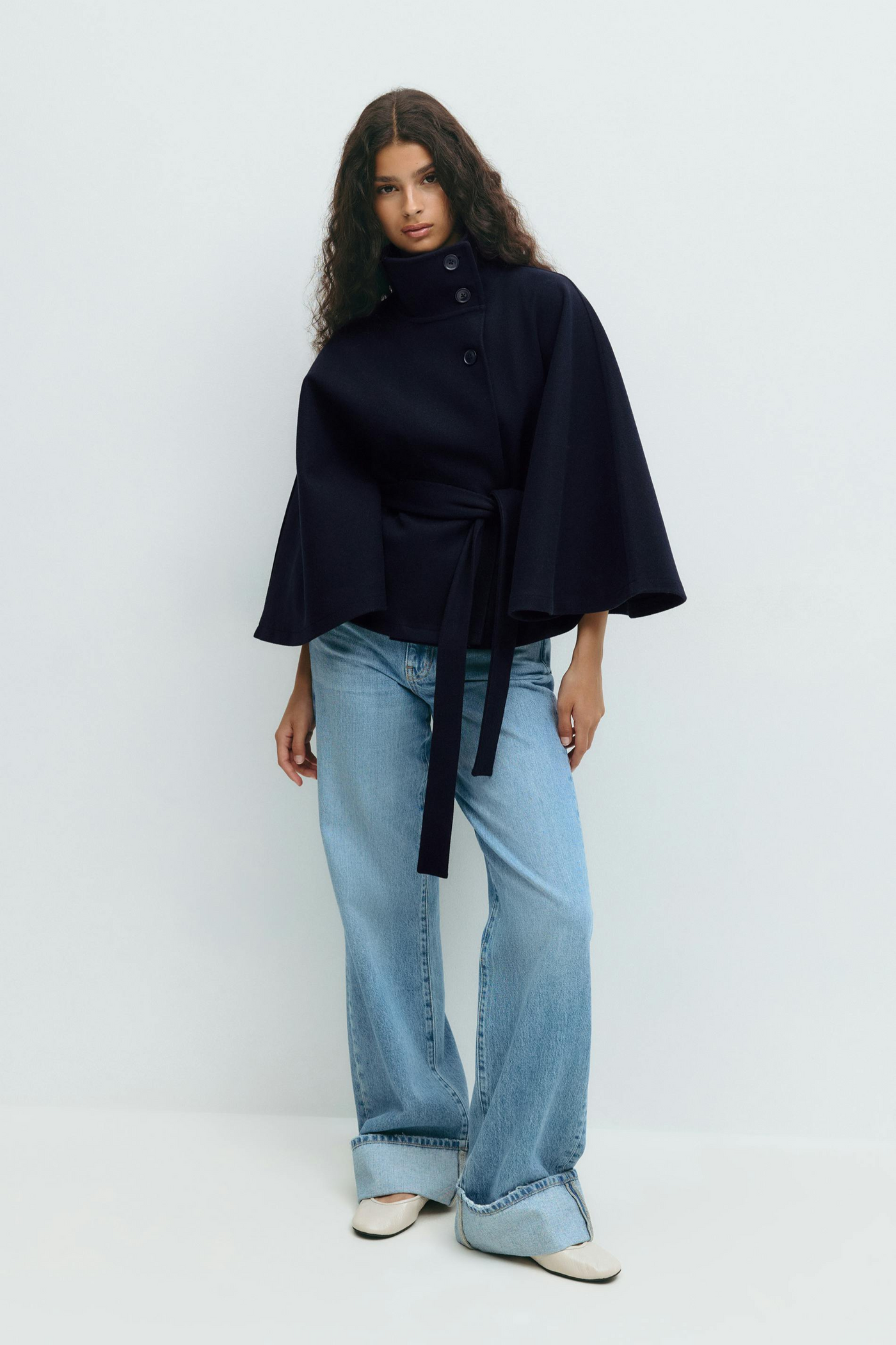 Alizée | Veste cape à ceinture