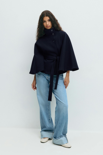 Alizée | Veste cape à ceinture