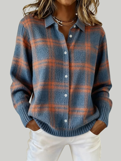 Victoria | Pull Retro à Carreaux avec Contraste Décontracté