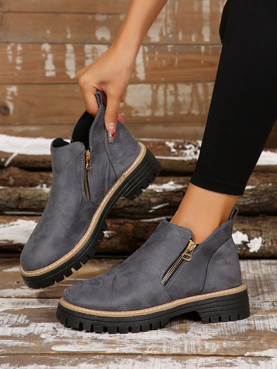 Morgane | Bottines en daim à talons épais