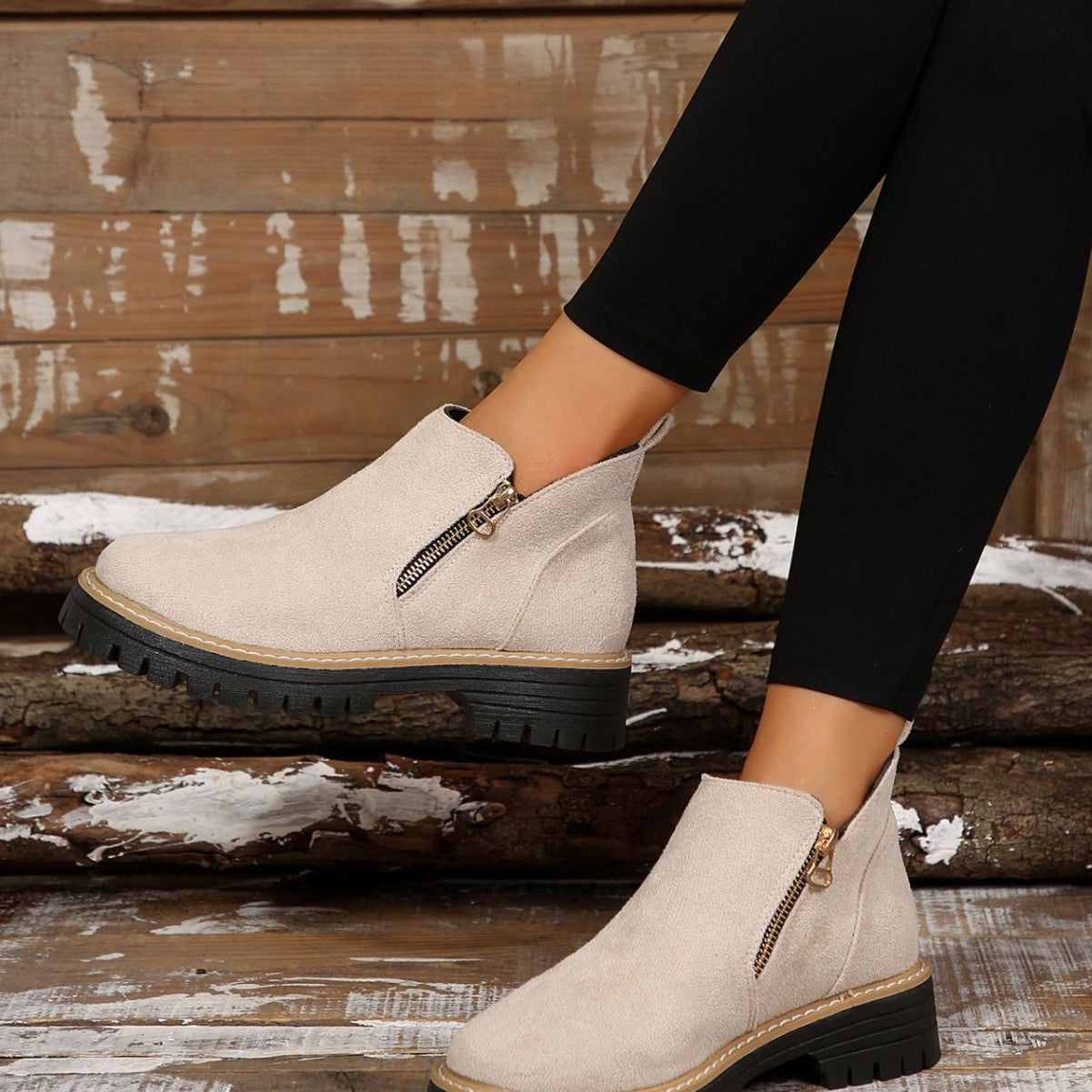 Morgane | Bottines en daim à talons épais