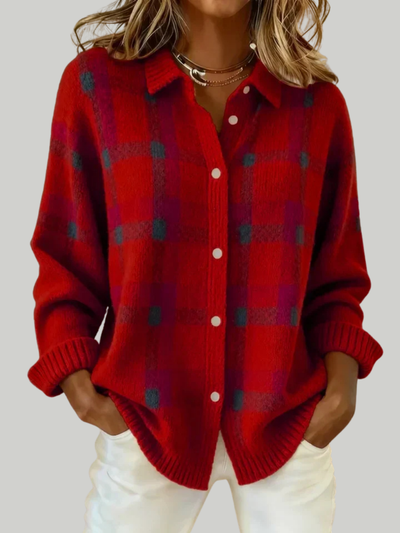 Victoria | Pull Retro à Carreaux avec Contraste Décontracté