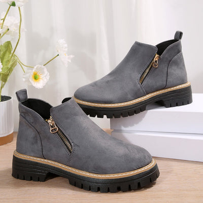 Morgane | Bottines en daim à talons épais