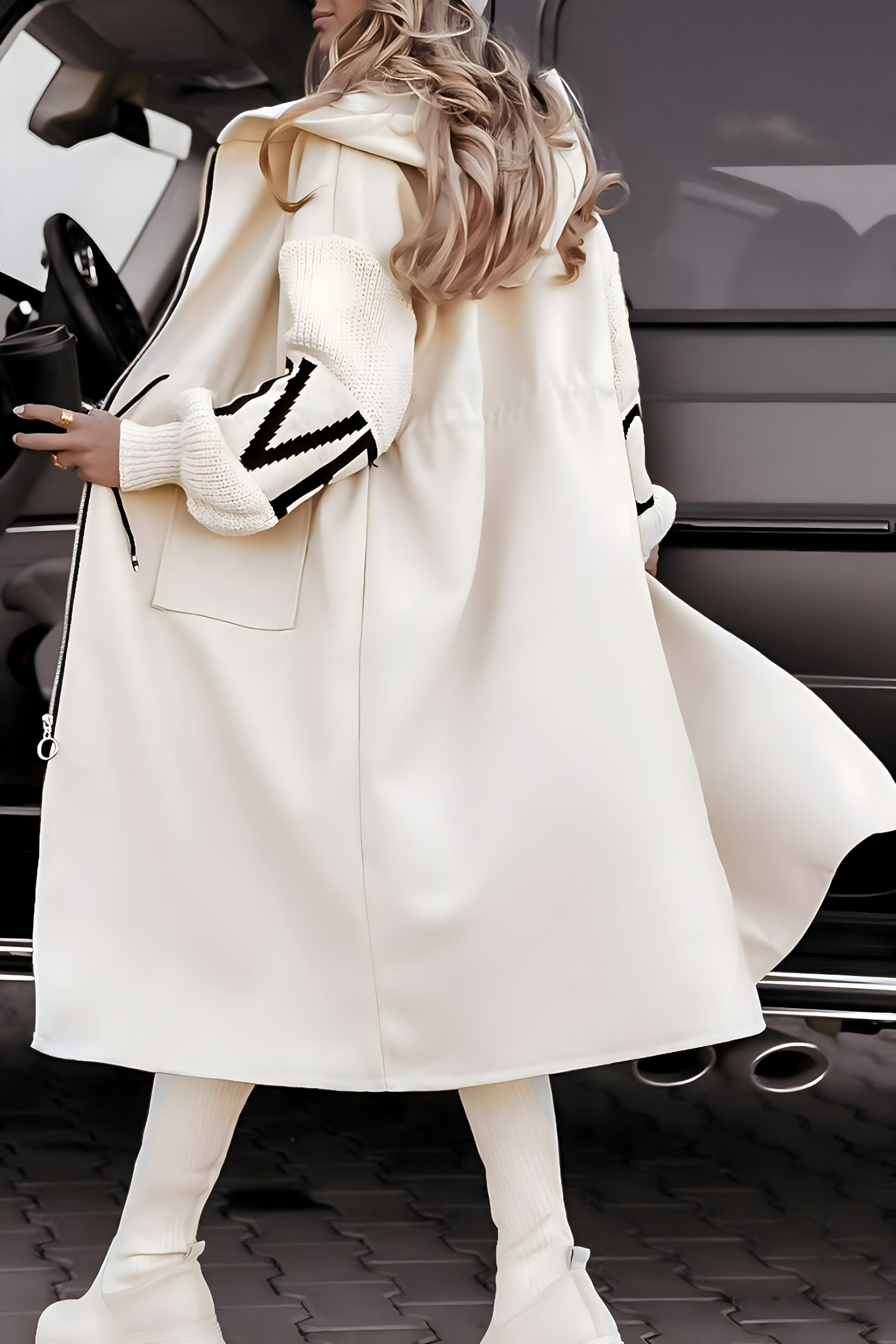 Salomé | Manteau en coton mélangé, manches tricotées