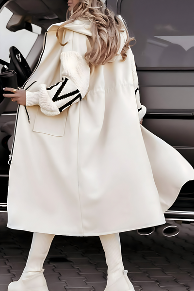 Salomé | Manteau en coton mélangé, manches tricotées