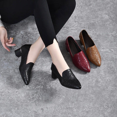 Margaux | Escarpins en cuir brodés avec semelle intérieure rembourrée