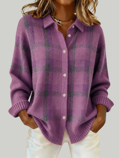 Victoria | Pull Retro à Carreaux avec Contraste Décontracté