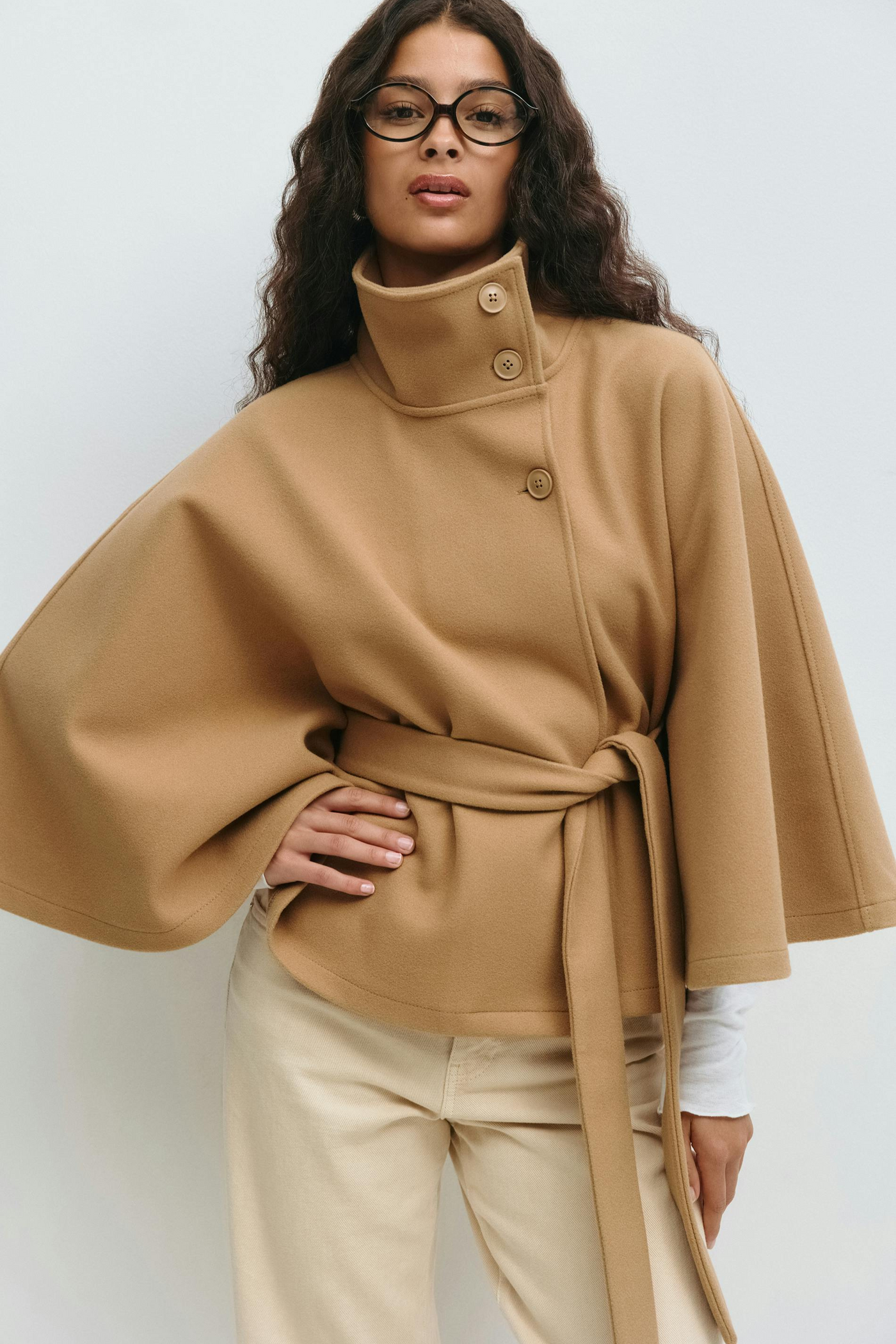 Alizée | Veste cape à ceinture