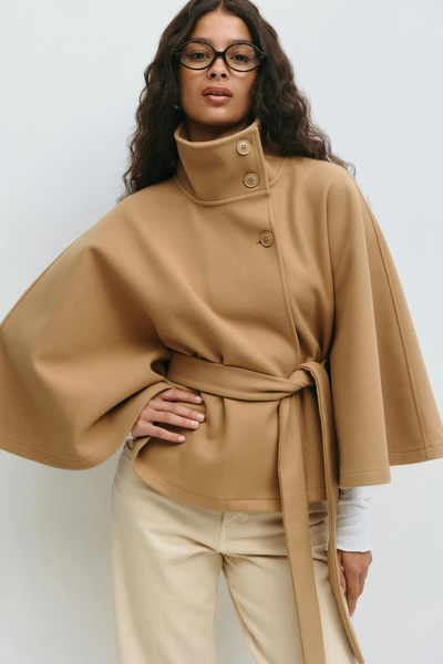 Alizée | Veste cape à ceinture