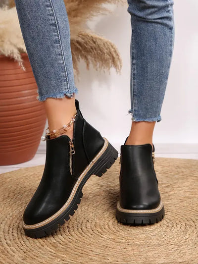 Morgane | Bottines en daim à talons épais