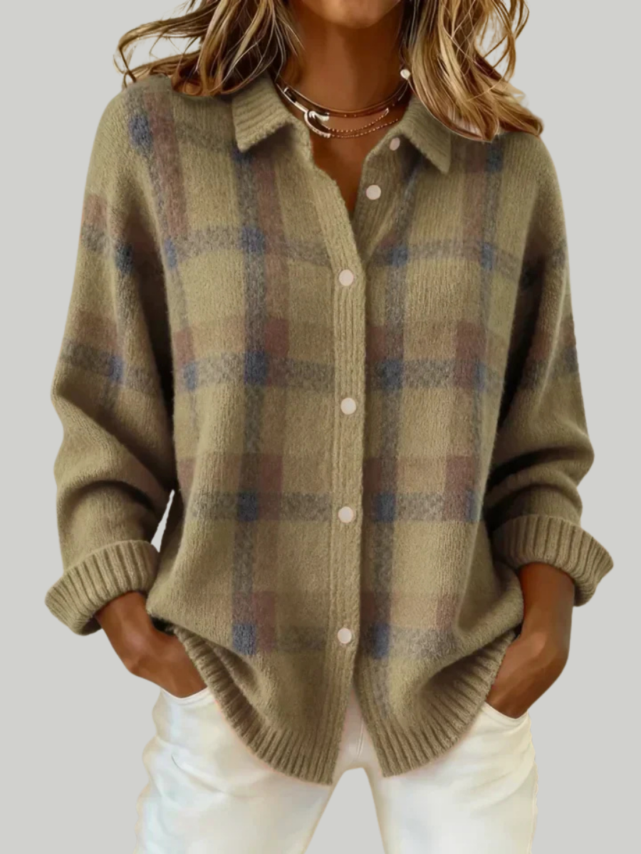 Victoria | Pull Retro à Carreaux avec Contraste Décontracté