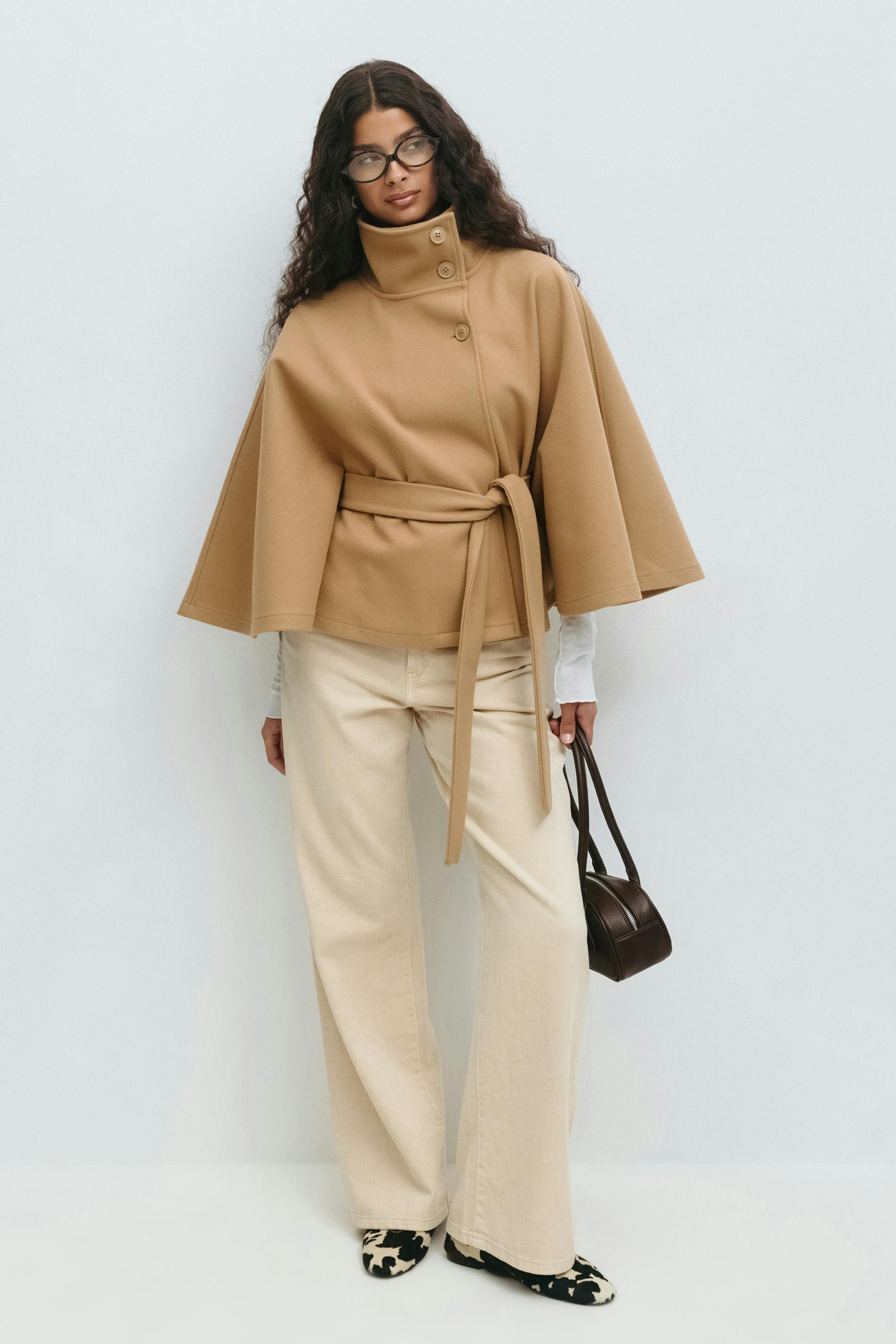 Alizée | Veste cape à ceinture