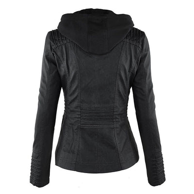Kara | Veste motard à capuche et silhouette féminine