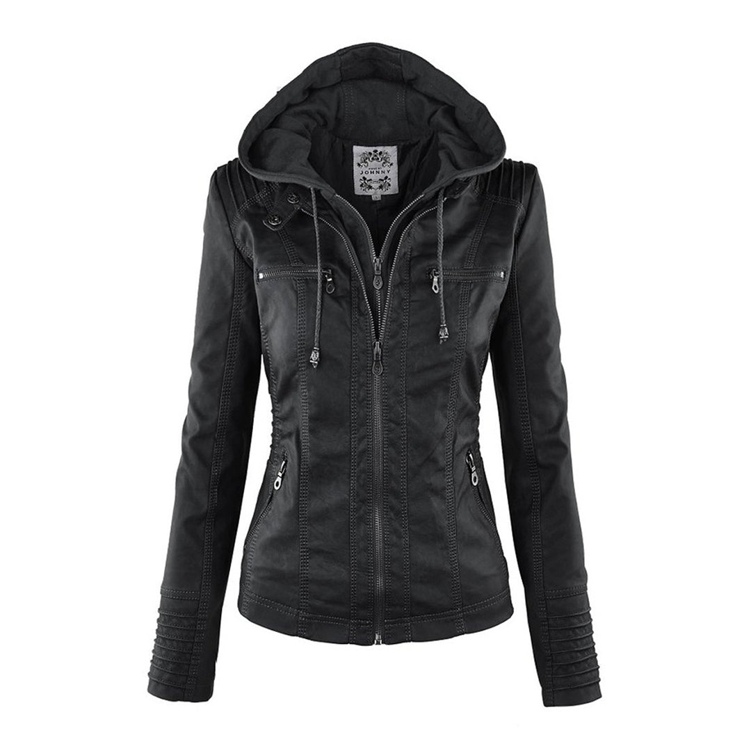 Kara | Veste motard à capuche et silhouette féminine