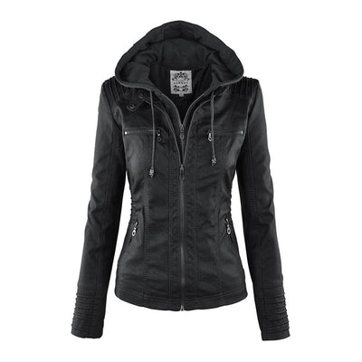 Kara | Veste motard à capuche et silhouette féminine