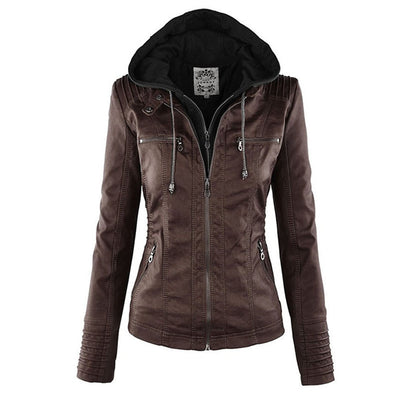 Kara | Veste motard à capuche et silhouette féminine