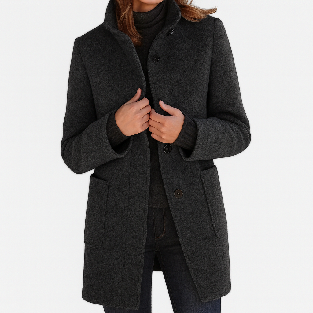 Daphné | Manteau à col haut et à simple boutonnage