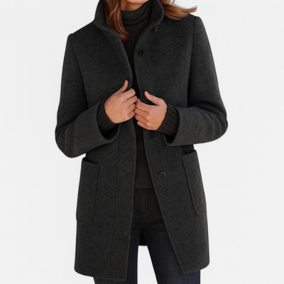 Daphné | Manteau à col haut et à simple boutonnage