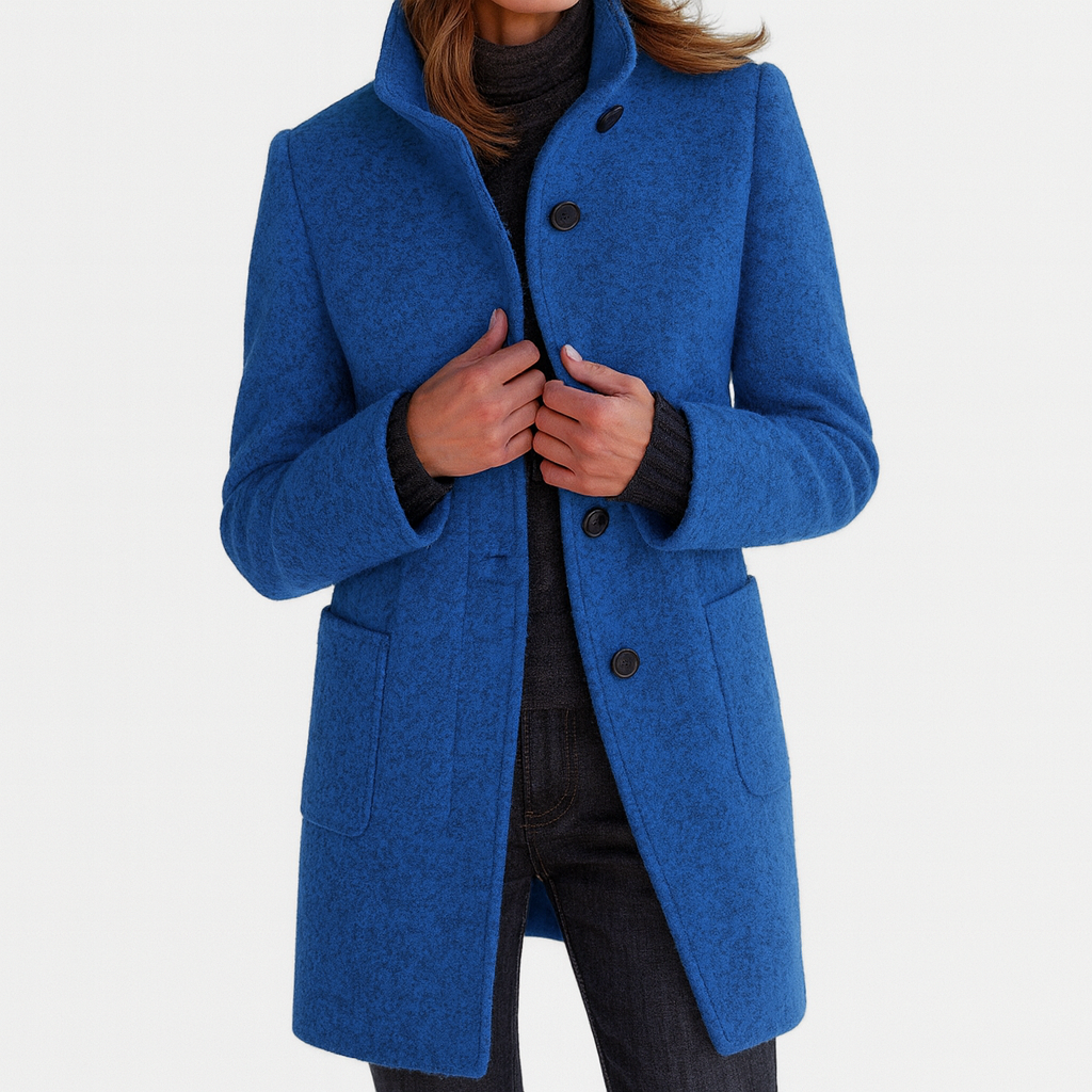 Daphné | Manteau à col haut et à simple boutonnage