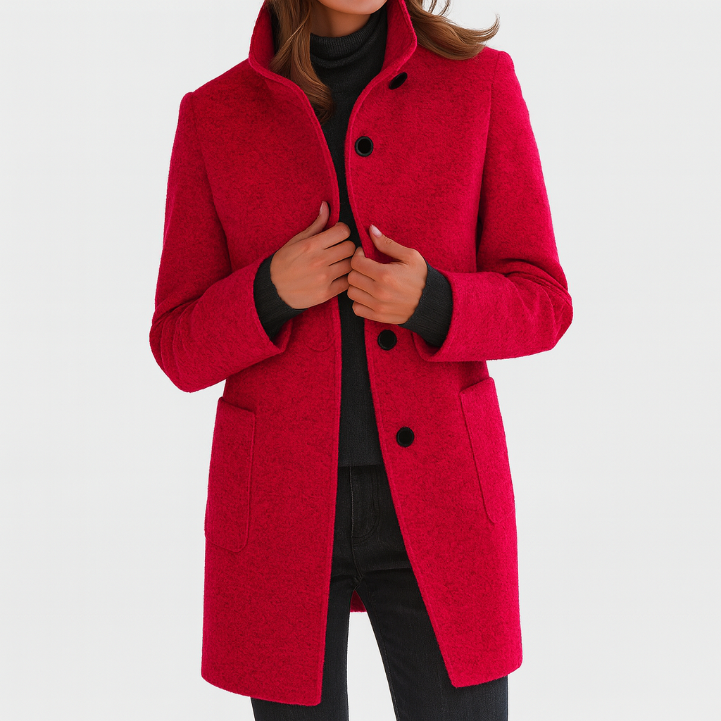 Daphné | Manteau à col haut et à simple boutonnage