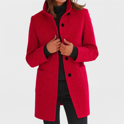 Daphné | Manteau à col haut et à simple boutonnage