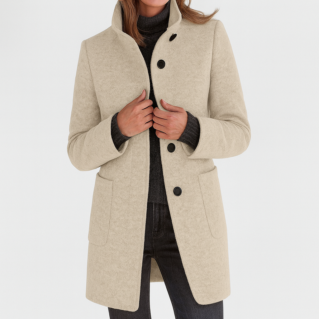 Daphné | Manteau à col haut et à simple boutonnage