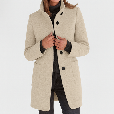 Daphné | Manteau à col haut et à simple boutonnage