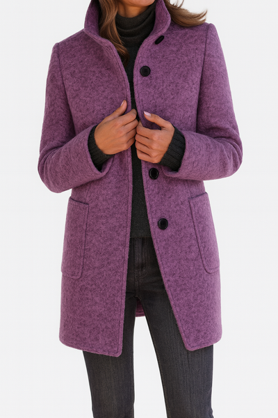 Daphné | Manteau à col haut et à simple boutonnage
