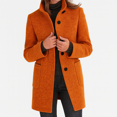 Daphné | Manteau à col haut et à simple boutonnage