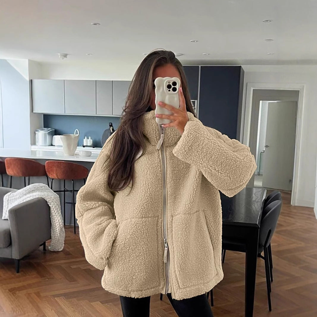 Inès ~ veste oversize en teddy douce