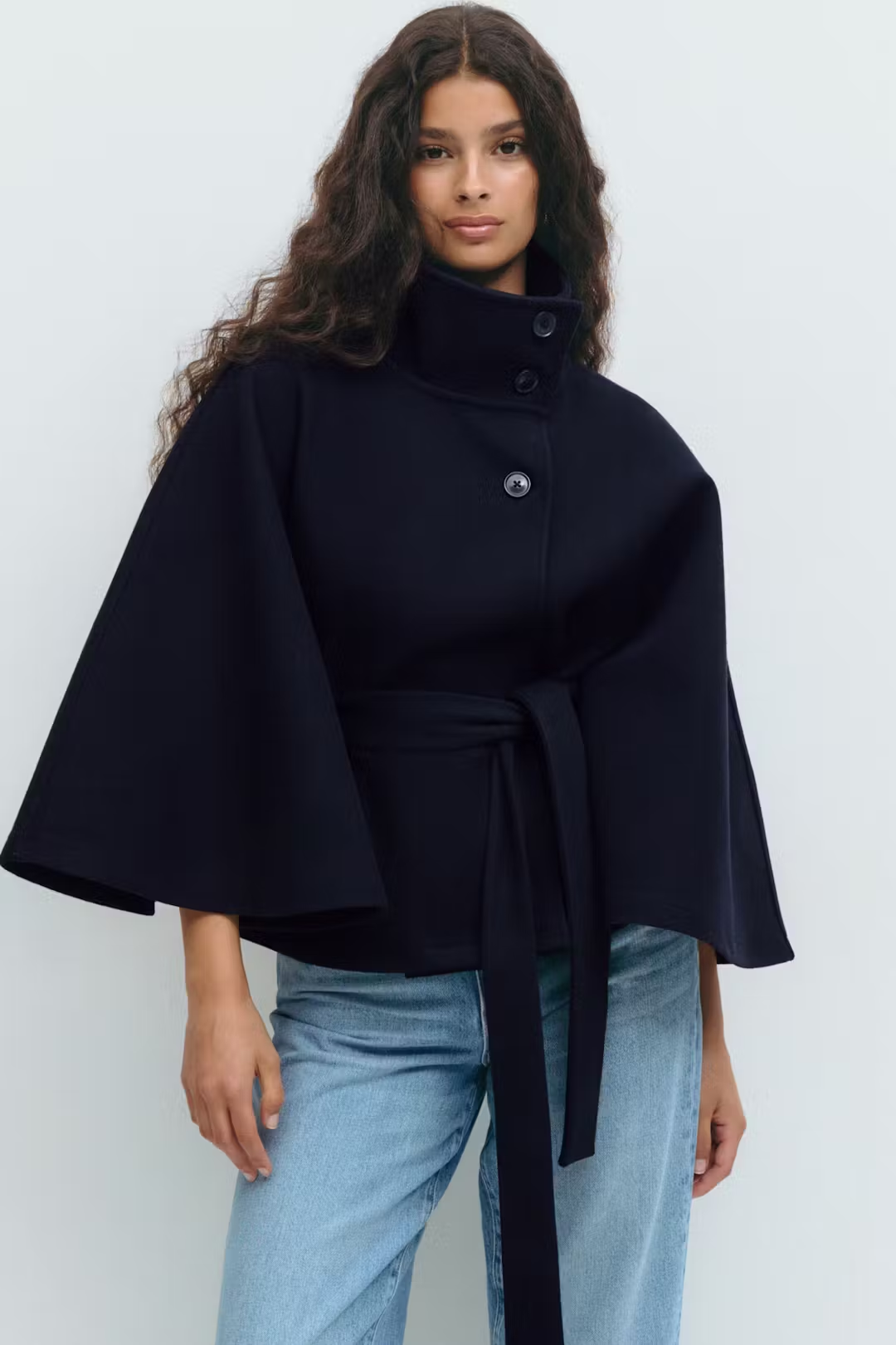 Alizée | Veste cape à ceinture