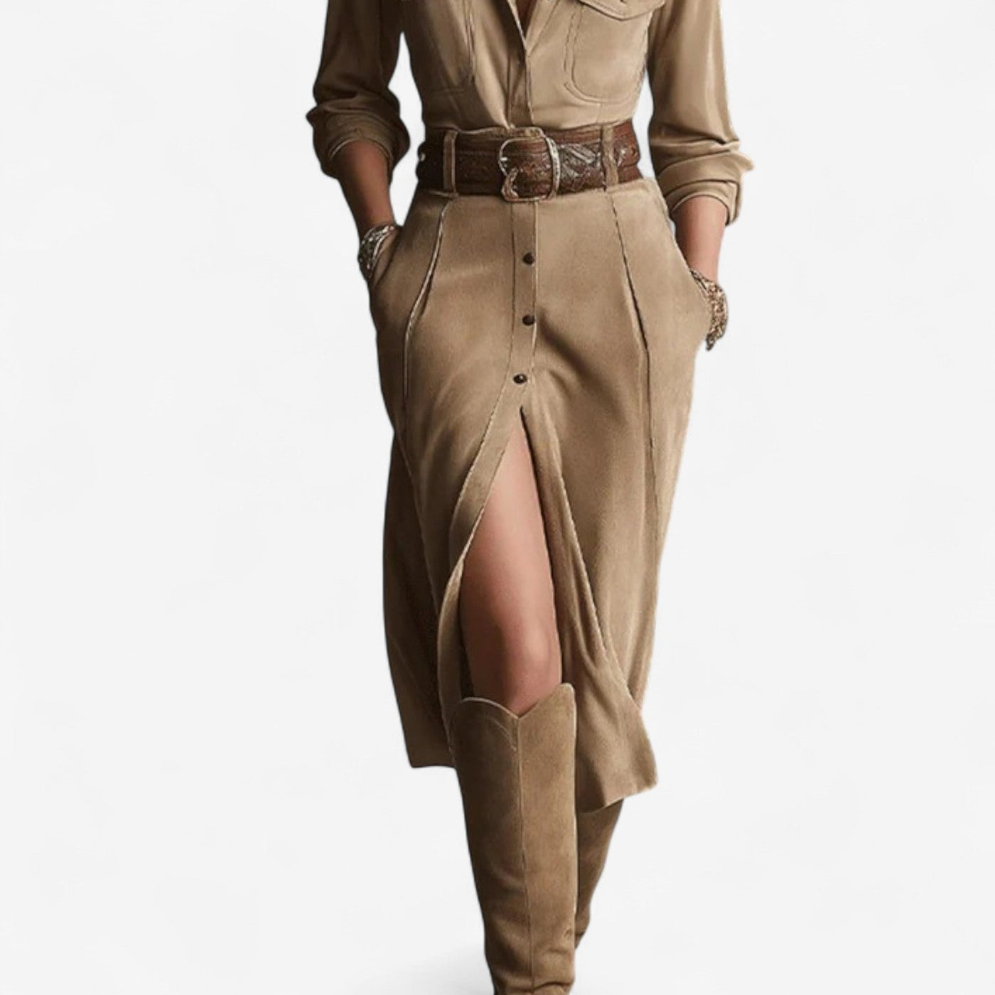 Cathy™ Robe Chemise à Ceinture