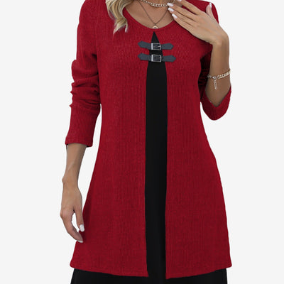 Elora™ Robe Pull Chic Avec Contraste