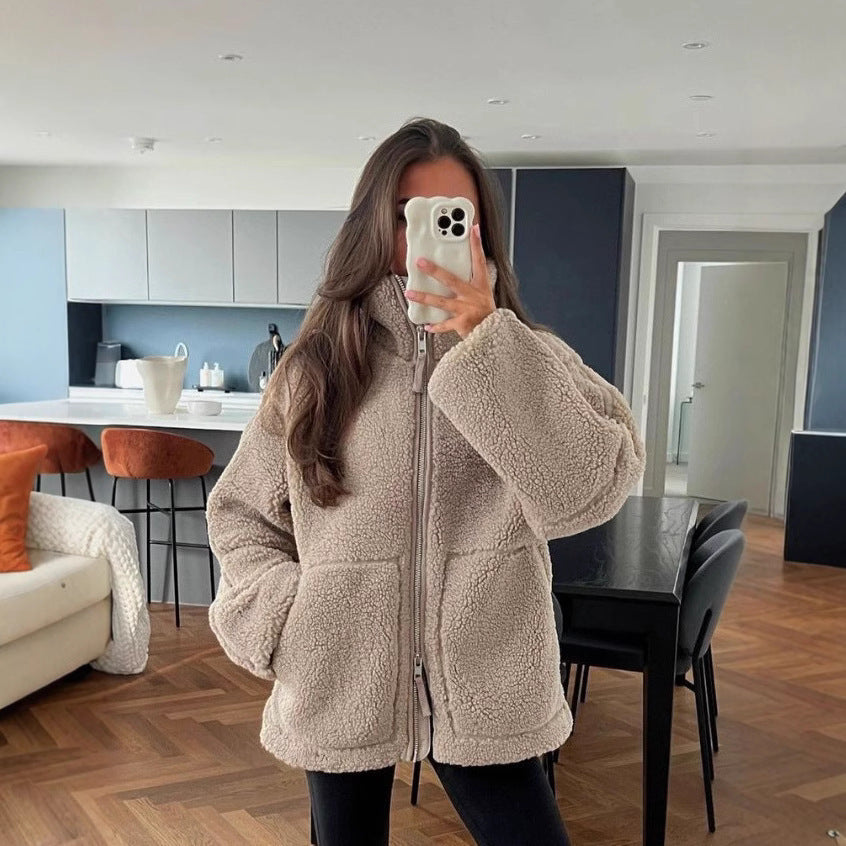 Inès ~ veste oversize en teddy douce