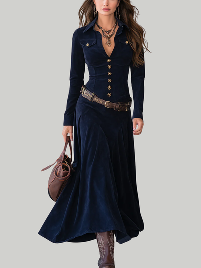 MILANA | Robe longue en suédine avec fente