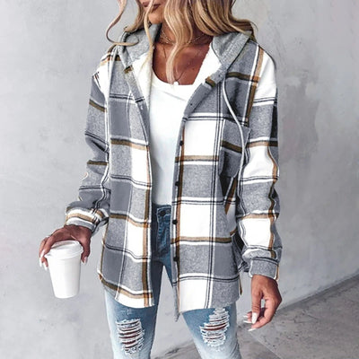 Alix | Veste à capuche en tissu écossais doux