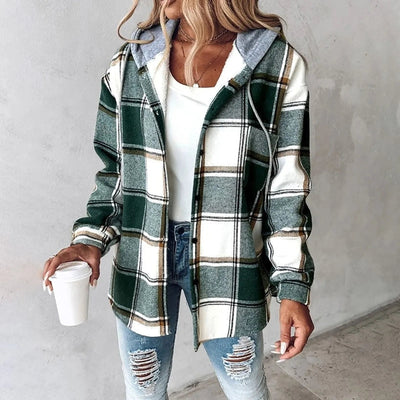 Alix | Veste à capuche en tissu écossais doux