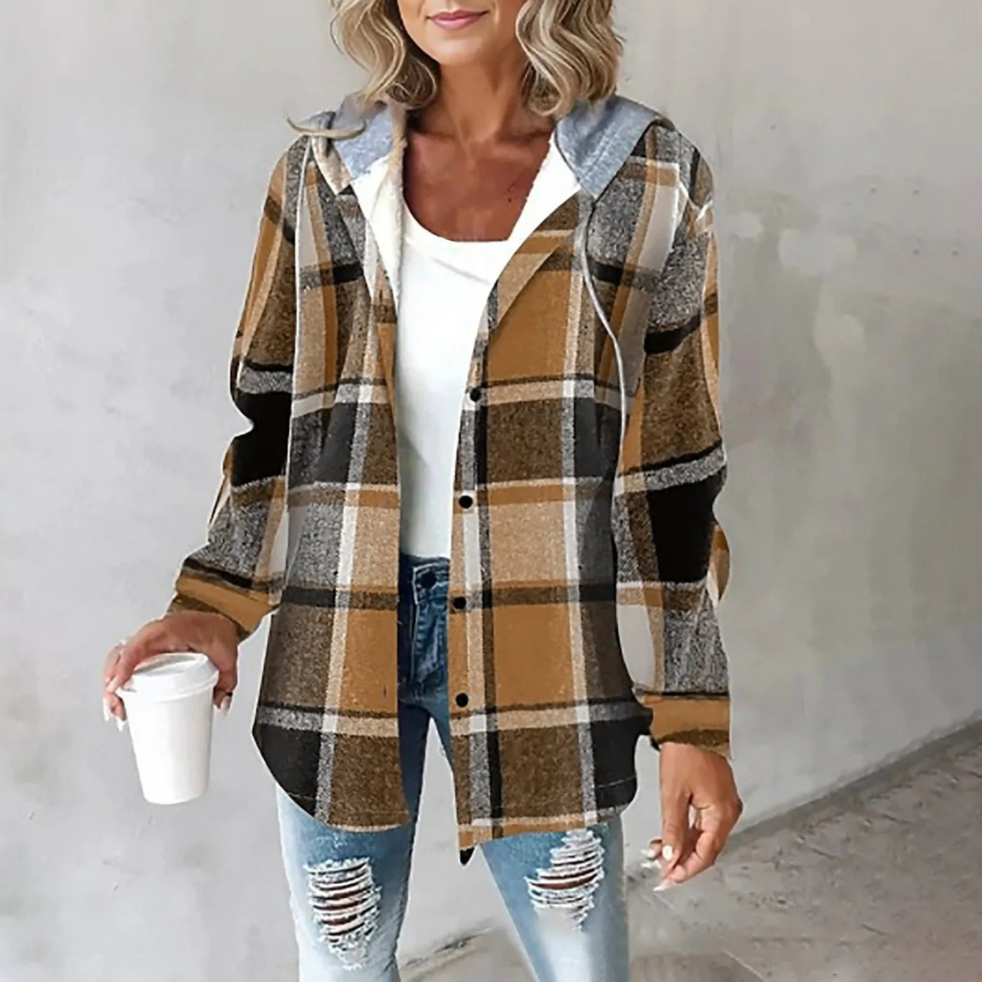 Alix | Veste à capuche en tissu écossais doux